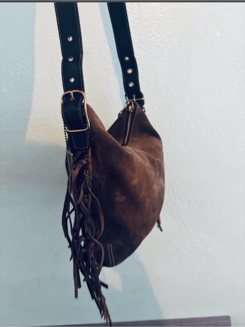 Coach suede fringe hippie bag vintage
